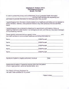 Click the image to download the H I P A A form